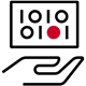Icon of a hand holding a binary code card